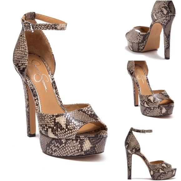 snake print platform heels